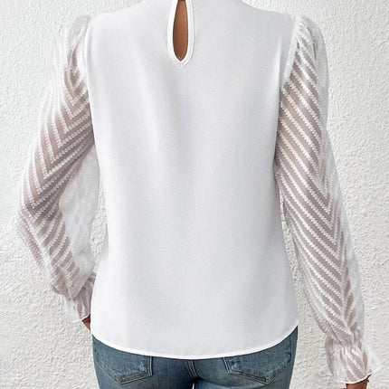 Mock Neck Flounce Sleeve Blouse - MimiStylez