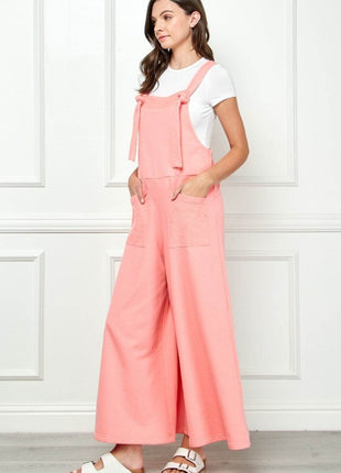 Veveret Wide Strap French Terry Overalls - MimiStylez