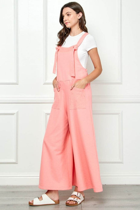 Veveret Wide Strap French Terry Overalls - MimiStylez