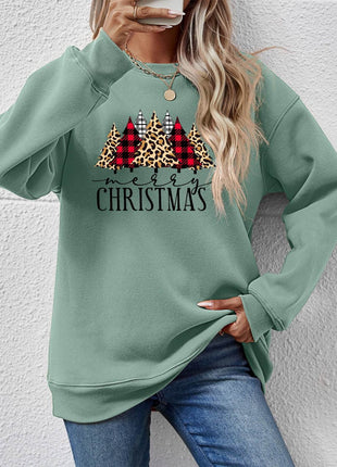 MERRY CHRISTMAS Round Neck Long Sleeve Sweatshirt - MimiStylez