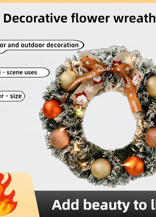 60cm Christmas Wreath With Glitter Balls & LED Lights - Festive Holiday Decor