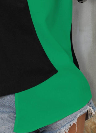 Color Block Notched Short Sleeve T-Shirt - MimiStylez