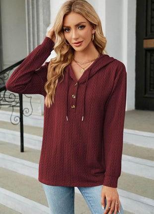 Cable-Knit Long Sleeve Hoodie - MimiStylez