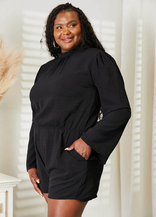 Culture Code Full Size Open Back Romper with Pockets - MimiStylez