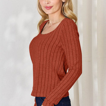 Basic Bae Full Size Ribbed Long Sleeve T-Shirt - MimiStylez