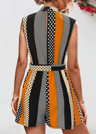 Tied Color Block Sleeveless Romper - MimiStylez