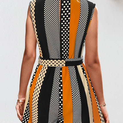 Tied Color Block Sleeveless Romper - MimiStylez