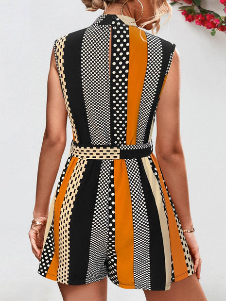 Tied Color Block Sleeveless Romper - MimiStylez