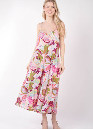 VERY J Tropical Printed Cami Midi Dress - MimiStylez