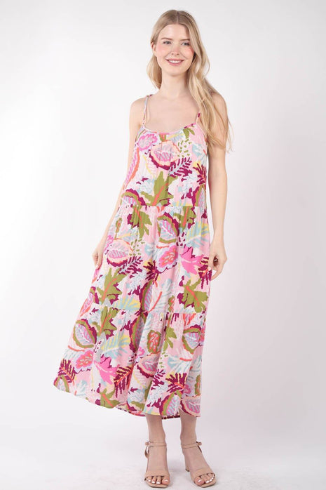VERY J Tropical Printed Cami Midi Dress - MimiStylez