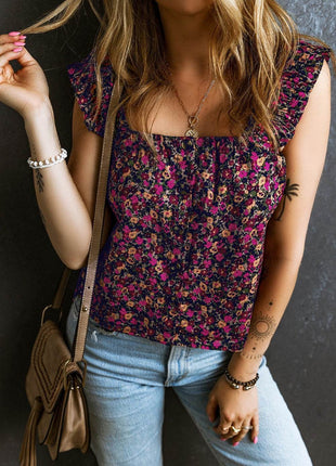 Printed Square Neck Tank - MimiStylez