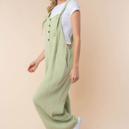 White Birch Texture Sleeveless Wide Leg Jumpsuit - MimiStylez