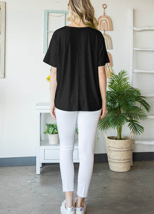 Heimish Full Size V-Neck Short Sleeve T-Shirt - MimiStylez