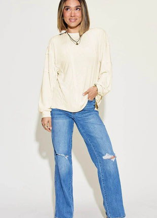 Basic Bae Full Size Ribbed Round Neck Long Sleeve T-Shirt - MimiStylez