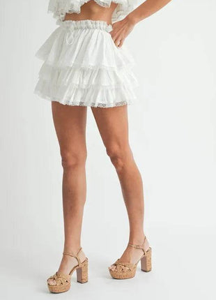 MABLE Ruffle Layered Crop Top and Mini Skirt Set - MimiStylez