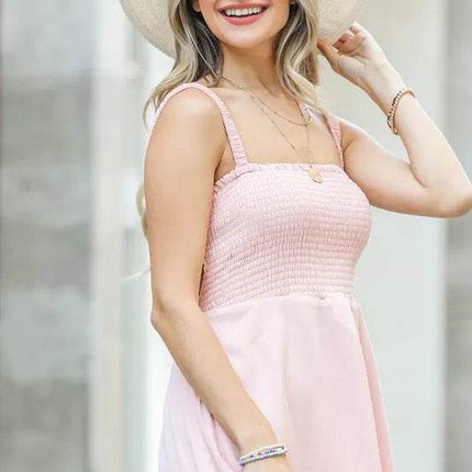And The Why Smocking Open-Back Sleeveless Midi Dress - MimiStylez