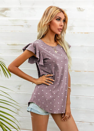 Round Neck Butterfly Sleeve Top - MimiStylez