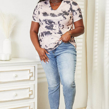Double Take Tie-Dye V-Neck T-Shirt - MimiStylez