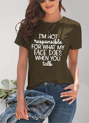 Letter Graphic Round Neck Short Sleeve T-Shirt - MimiStylez