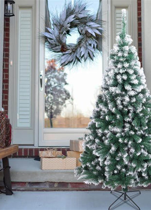 7FT Green Frosted Tip Christmas Tree 870 Branch Tips Unlit