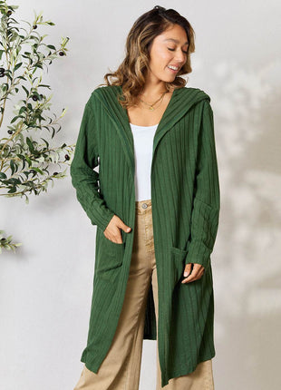 Basic Bae Full Size Hooded Sweater Cardigan - MimiStylez