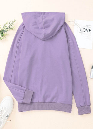 Lace-Up Dropped Shoulder Hoodie - MimiStylez