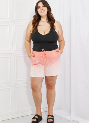 Zenana In The Zone Full Size Dip Dye High Waisted Shorts in Coral - MimiStylez