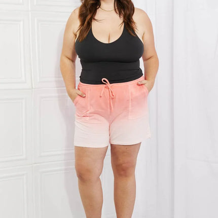 Zenana In The Zone Full Size Dip Dye High Waisted Shorts in Coral - MimiStylez