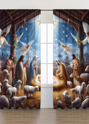 2PCs European Curtain Christmas Series