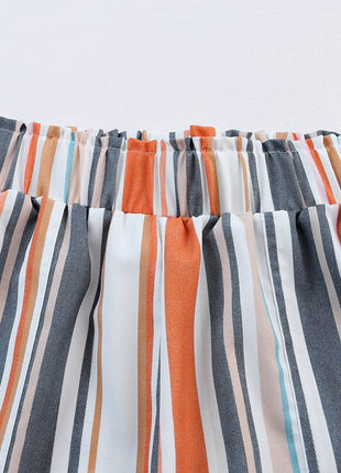 Striped Elastic Waist Shorts - MimiStylez