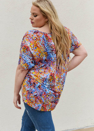 Be Stage Full Size Printed Dolman Flowy Top - MimiStylez