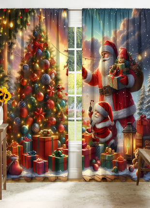 2PCs Christmas Curtain 3D Printing Curtain
