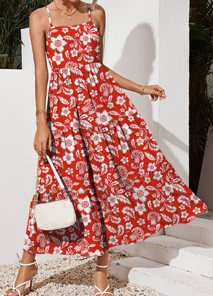 Tiered Printed Square Neck Cami Dress - MimiStylez