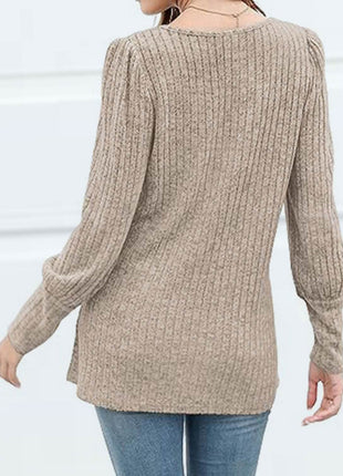 Decorative Button Square Neck Top - MimiStylez