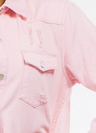 American Bazi Frayed Hem Distressed Denim Jacket - MimiStylez