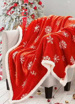 Christmas Printing Double Layer Thickened Fleece Cover Blanket