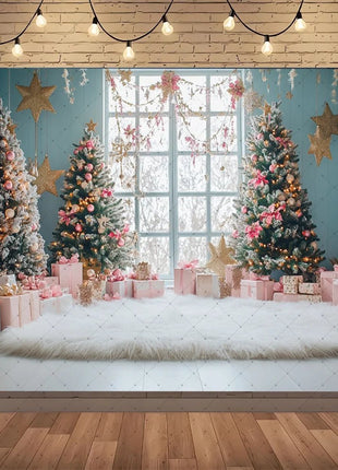 Backdrop Christmas Trees Stars - MimiStylez