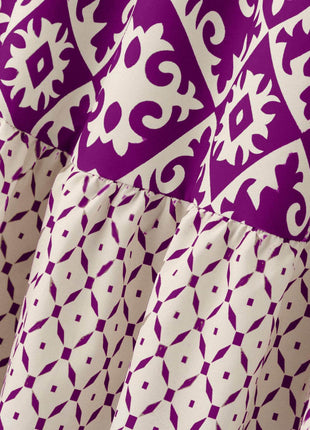 Geometric Elastic Waist Maxi Skirt - MimiStylez