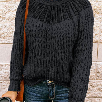 Round Neck Rib-Knit Sweater - MimiStylez