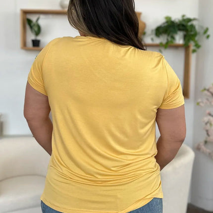Basic Bae Bamboo Full Size V - Neck High - Low T-Shirt - MimiStylez