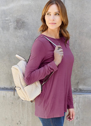 Basic Bae Full Size Round Neck Long Sleeve Top - MimiStylez