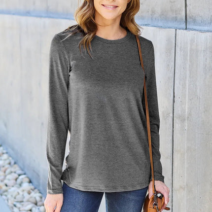 Basic Bae Full Size Round Neck Long Sleeve Top - MimiStylez