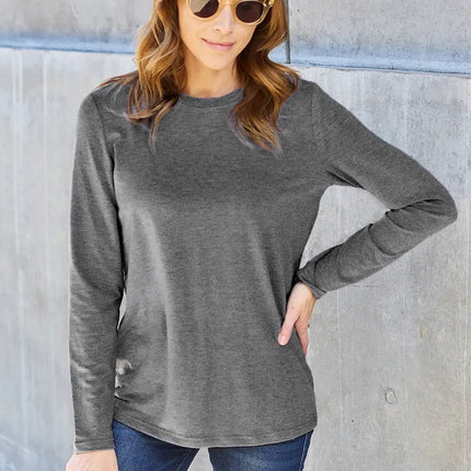 Basic Bae Full Size Round Neck Long Sleeve Top - MimiStylez