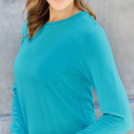 Basic Bae Full Size Round Neck Long Sleeve Top - MimiStylez