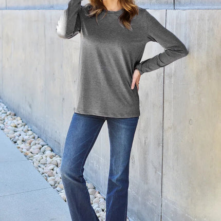Basic Bae Full Size Round Neck Long Sleeve Top - MimiStylez
