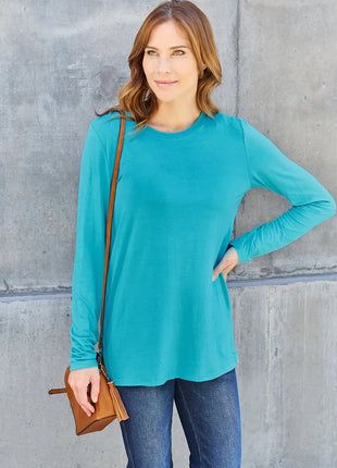 Basic Bae Full Size Round Neck Long Sleeve Top - MimiStylez