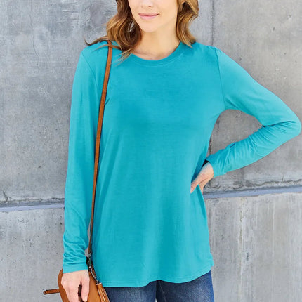 Basic Bae Full Size Round Neck Long Sleeve Top - MimiStylez