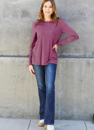 Basic Bae Full Size Round Neck Long Sleeve Top - MimiStylez