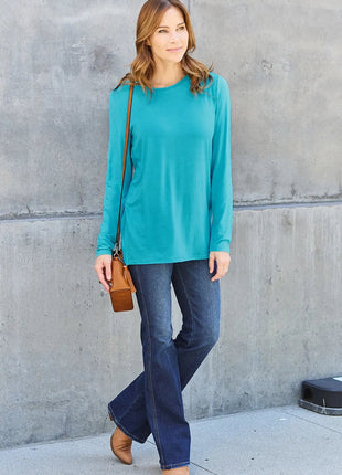 Basic Bae Full Size Round Neck Long Sleeve Top - MimiStylez