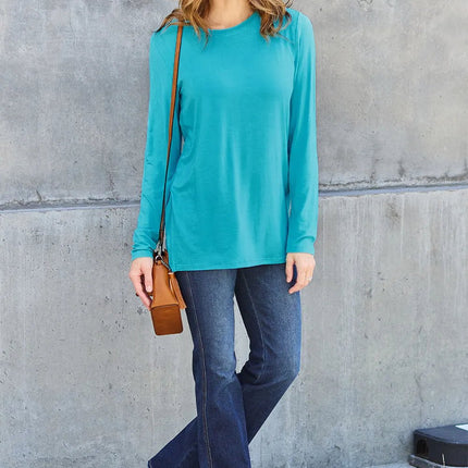 Basic Bae Full Size Round Neck Long Sleeve Top - MimiStylez